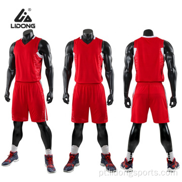 Uniforme de basquete masculino personalizado camisa de basquete em branco